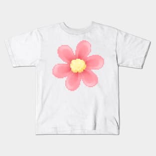 Pink Flower Pixel Art Kids T-Shirt